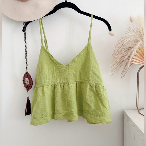 Green Babydoll Sleeveless Tank Top - Picture 1 of 4